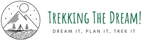 Trekking The Dream logo with mountains in a circle and the words dream it, plan it, trek it.