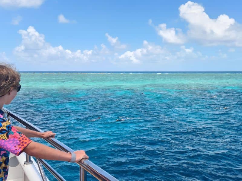 View from our boat during a snorkelling trip with kids to the Great Barrier Reef, Australia