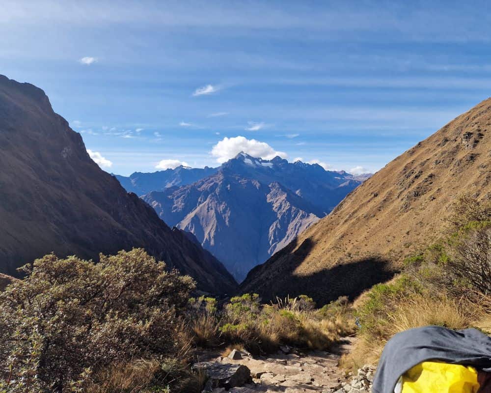 The view from Dead Woman's Pass (4200m) on day two of the Inca Trail with kids