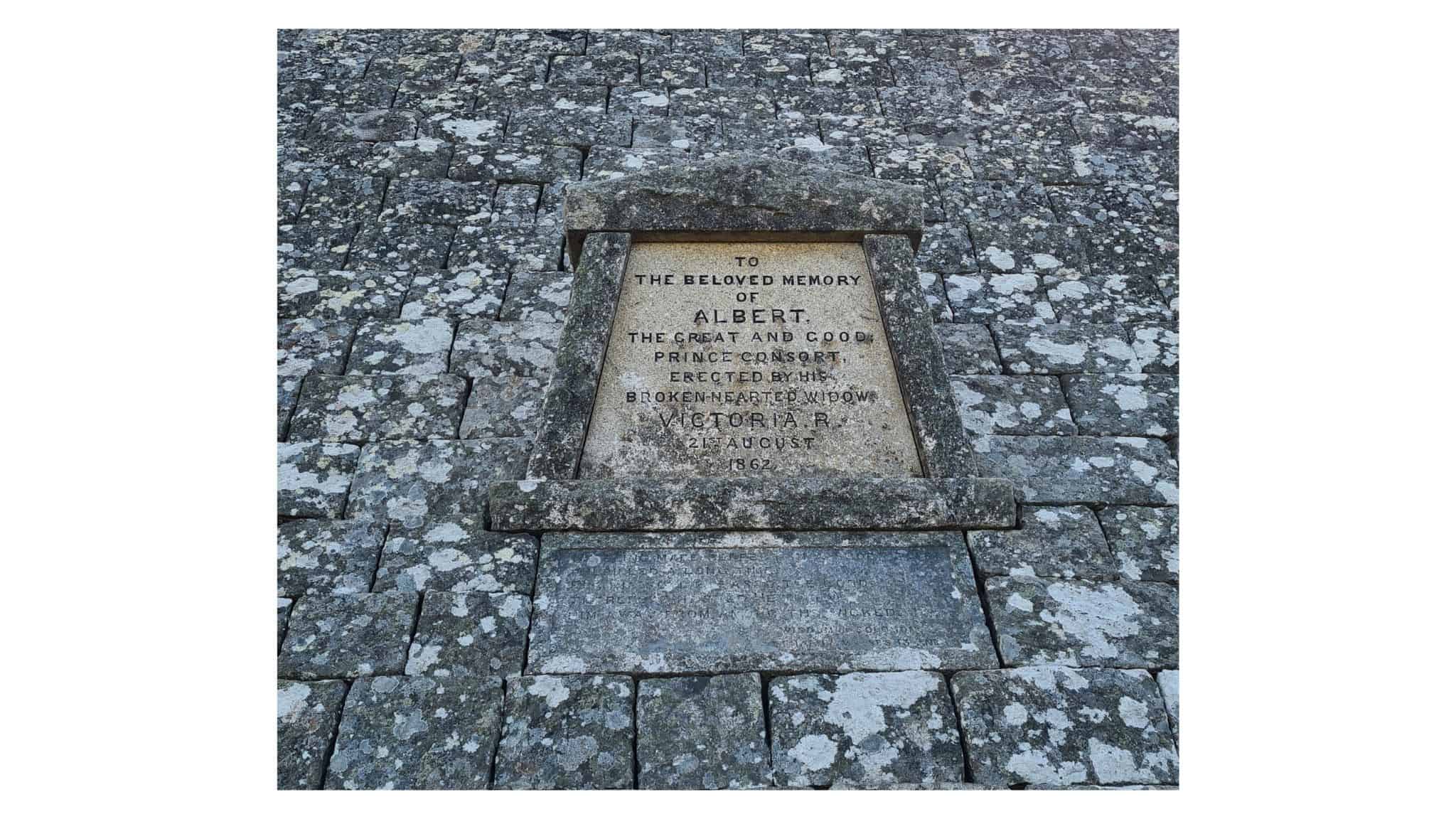 Plaque on prince Albert cairn, Balmoral Estate