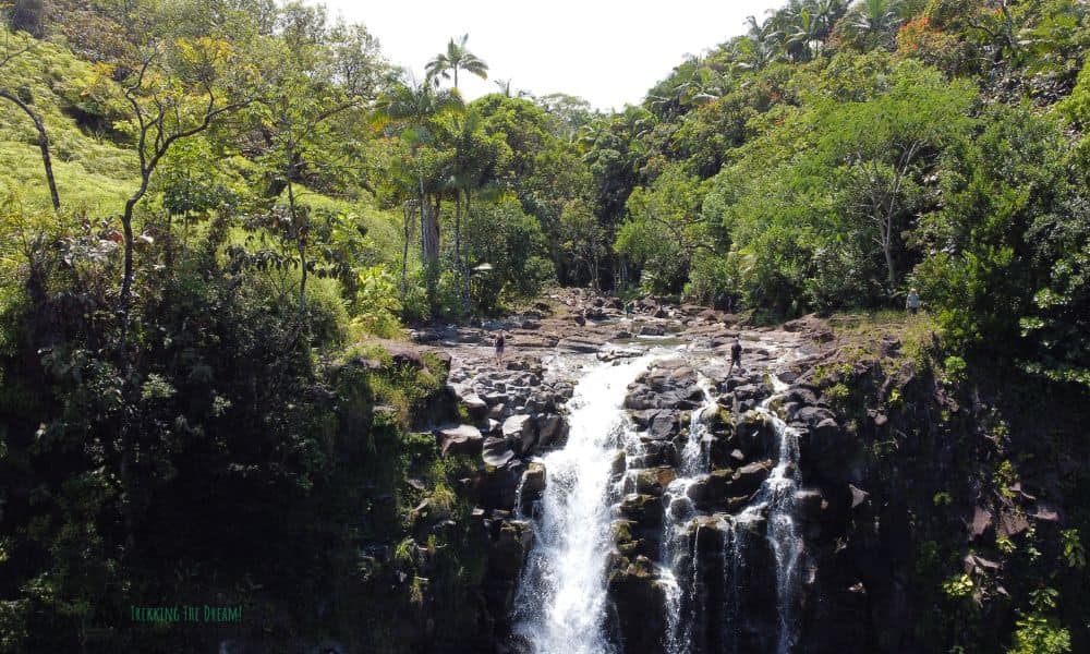 Waterfall in the rainforest to do when visiting Papakolea Beach