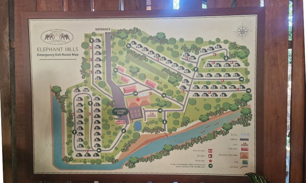 A camp map displaying tent sites