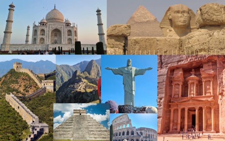 eight wonders of the world collage of images