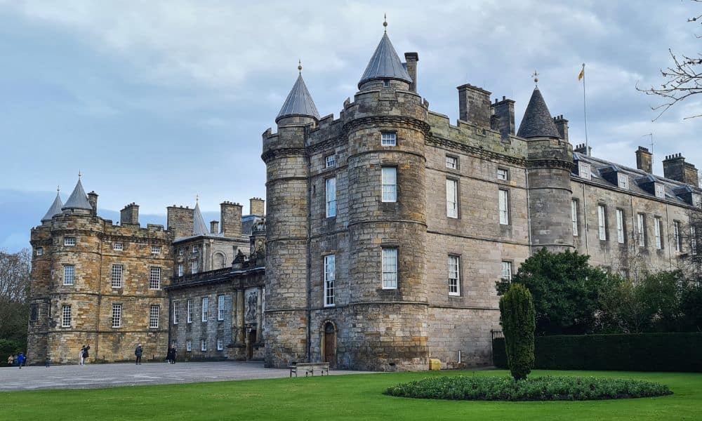 Large stone palace with gardens. A sight to see in Edinburgh.