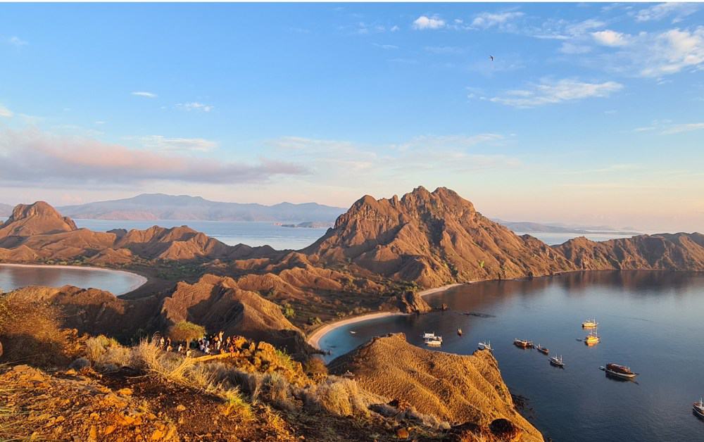 Unique island formation in Indonesia. Padar Island has black, pink and white beaches.