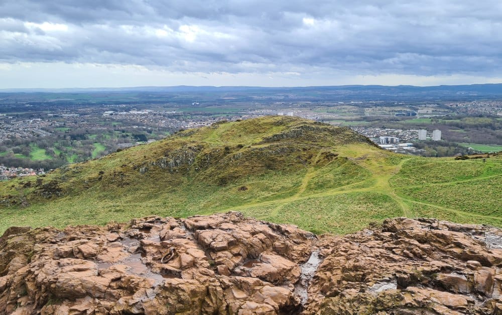 A view from the rocky summit of Arthurs Seat.