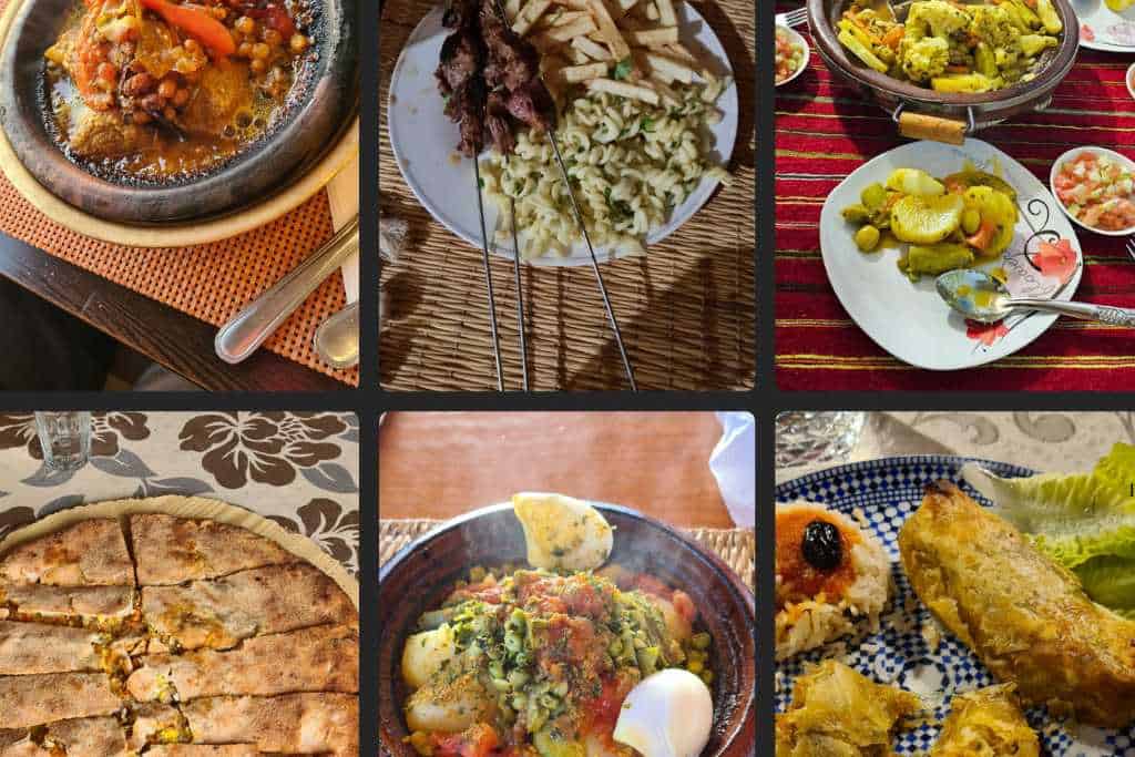 A selection of Moroccan dishes typically eaten by visitors.